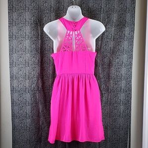 American Eagle Sleeveless Hot Pink Skater Dress